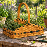 Medium Herb Basket wood-splint basket in Hunter and Burgundy, lifestyle setting