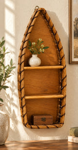 Small Boat Shelf wood-splint basket in Plain, lifestyle setting