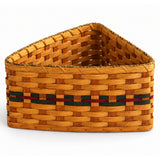Large Generation wood-splint basket in Hunter and Burgundy, white background