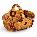#7 Egg Basket wood-splint basket in Burgundy, white background