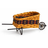 Wheel Barrow wood-splint basket in Navy and Burgundy, white background