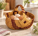 #8 Egg Basket wood-splint basket in Burgundy, lifestyle setting