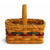 Business Card Basket wood-splint basket in Hunter and Burgundy, white background