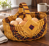#9 Egg Basket wood-splint basket in Navy and Burgundy, lifestyle setting