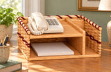 Telephone Caddy wood-splint basket in Burgundy, lifestyle setting