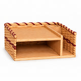 Telephone Caddy wood-splint basket in Burgundy, white background