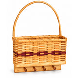 Key Holder wood-splint basket in Burgundy, white background