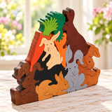 Pile of Bunnies wooden puzzle from Troy Acres in a styled home setting