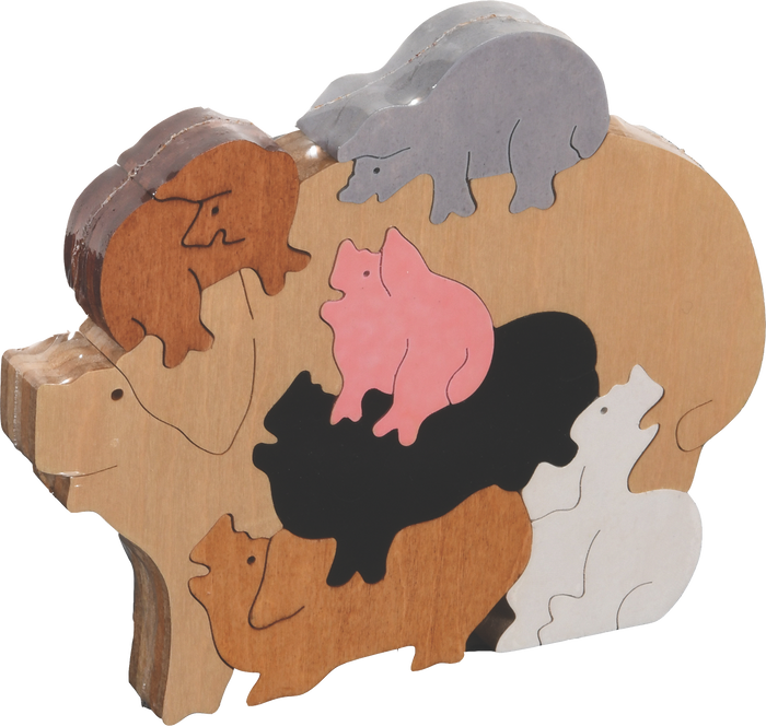 Troy Acres Pile of Pigs wooden scroll saw puzzle, assembled supplier photograph