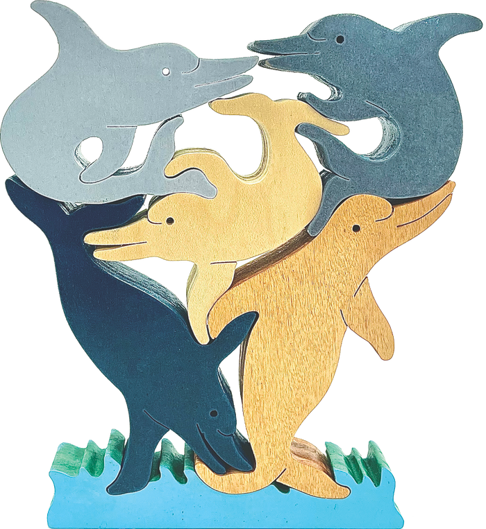 Troy Acres Dolphin on Waves wooden scroll saw puzzle, assembled supplier photograph