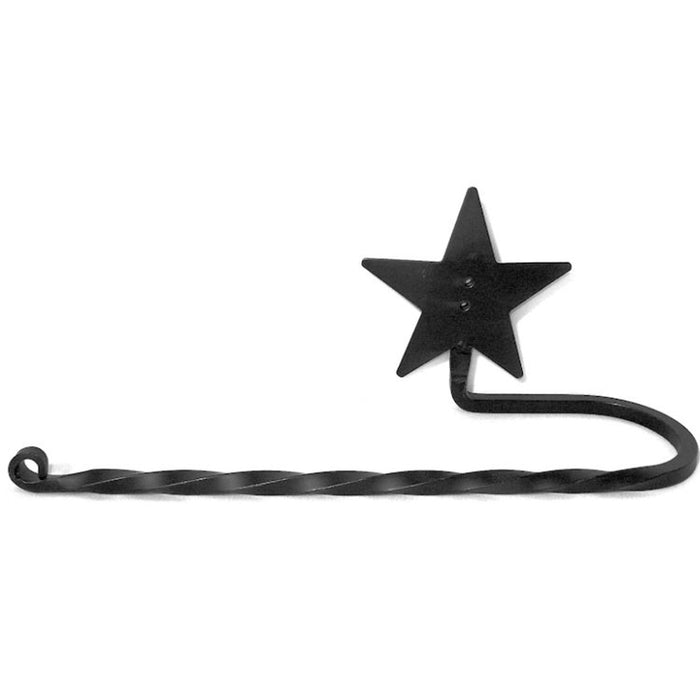 Wrought IronTWISTED WROUGHT IRON TOWEL BAR with STAR - Satin Black Solid MetalaccessoriesaccessorySaving Shepherd