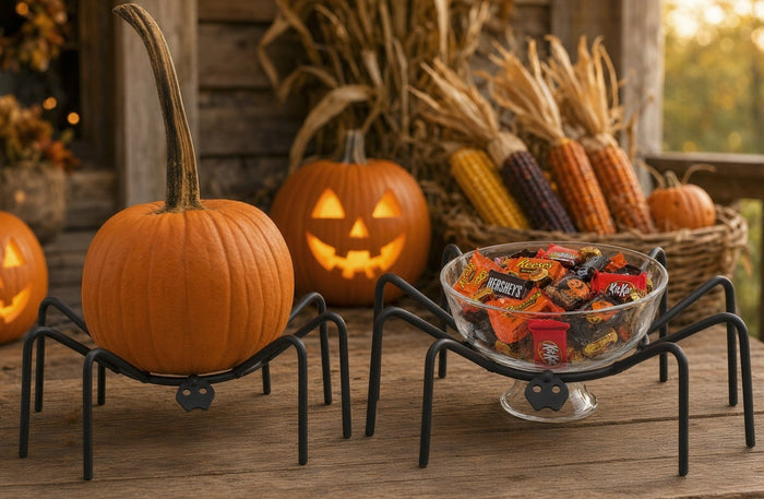 AccentWROUGHT IRON SPIDER - Halloween Pumpkin Fall Mum & Candy Dish HolderAmish Blacksmithcountry accentsSaving Shepherd