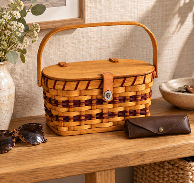Basket HandbagLarge Wood-Splint Purse with Swinging Handle | Amish HandwovenAmish-HandwovenbasketsSaving Shepherd