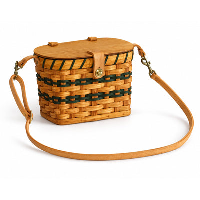 Basket HandbagWoven Purse with Shoulder Strap and Wooden Lid | Amish HandwovenAmerican-HandcraftedAmish-HandwovenSaving Shepherd