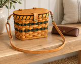 Basket HandbagWoven Purse with Shoulder Strap and Wooden Lid | Amish HandwovenAmerican-HandcraftedAmish-HandwovenSaving Shepherd