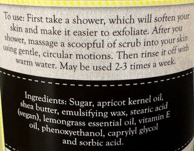 Bath & BodyLEMONGRASS SUGAR SCRUB - Amish Handcrafted Citrus Exfoliating Moisturizerbody scrubgeneral healthSaving Shepherd