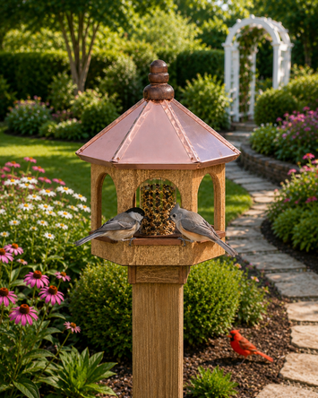 Bird Feeder20” COPPER TOP BIRD FEEDER - Natural Cedar Handcrafted Gazebobirdbird feederSaving Shepherd