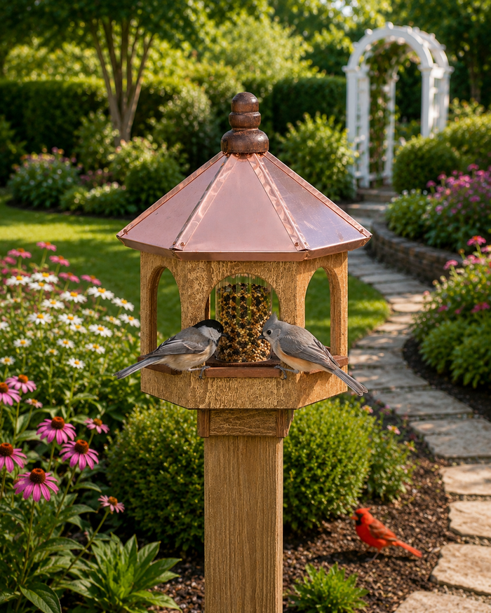Bird Feeder20” COPPER TOP BIRD FEEDER - Natural Cedar Handcrafted Gazebobirdbird feederSaving Shepherd