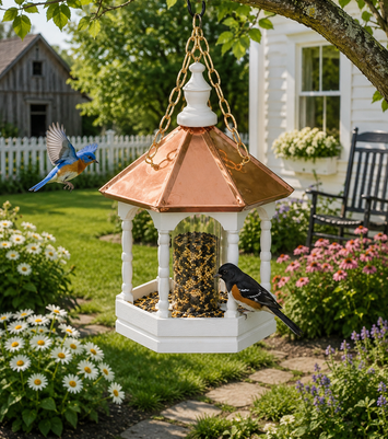 Bird Feeder22” COPPER TOP BIRD FEEDER - Hanging Gazebo with Spindlesbirdbird feederSaving Shepherd