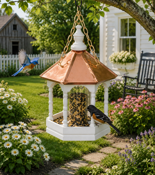 Bird Feeder22” COPPER TOP BIRD FEEDER - Hanging Gazebo with Spindlesbirdbird feederSaving Shepherd