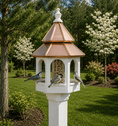 Bird Feeder27” LARGE COPPER TOP BIRD FEEDER - 2 Tier Amish Handmade Post Mount Gazebobirdbird feederSaving Shepherd