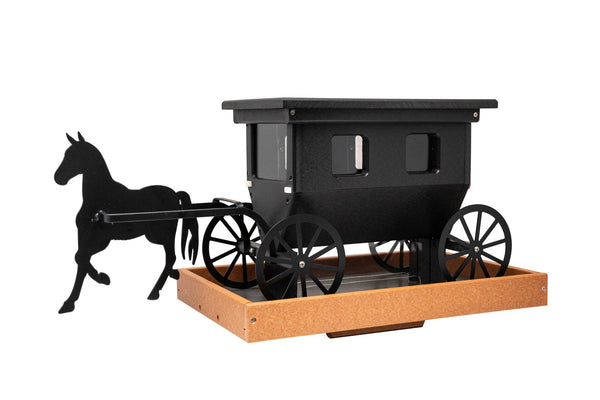 Bird FeederAMISH HORSE & BUGGY BIRD FEEDER - Deluxe Country Backyard Post Mount Recycled Poly USAAmishbirdSaving Shepherd