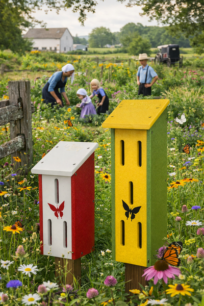 Bird HouseLARGE BUTTERFLY HOUSE - Amish Handmade Deluxe Custom Recycled Poly Gardenbirdbird feederSaving Shepherd