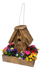 BIRDHOUSE PLANTER - Wrought Iron & Mushroom Wood Bird Condo Plant BasketSaving Shepherd