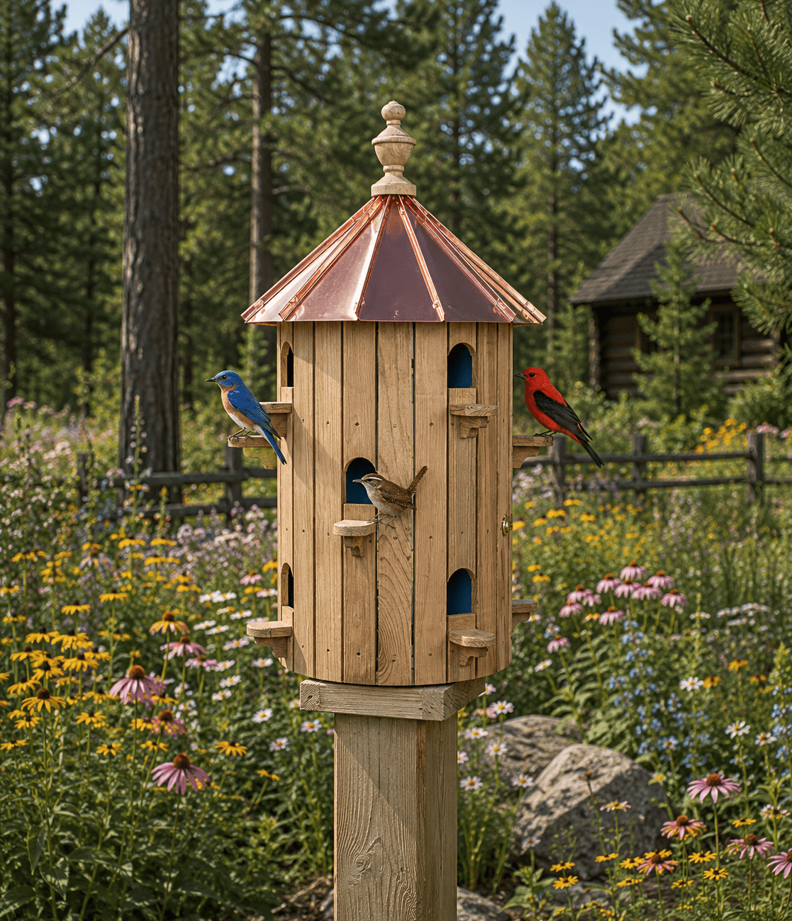 Birdhouse 10 ROOM CEDAR BIRDHOUSE - 26