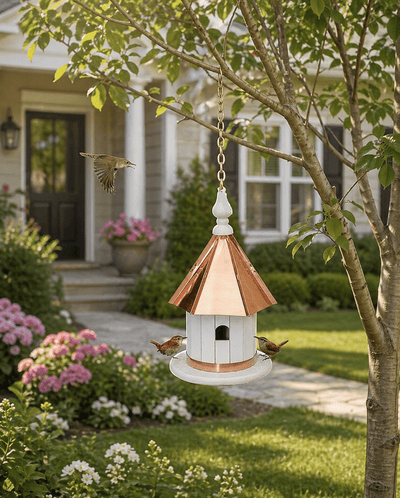 Birdhouse14" HANGING WREN BIRDHOUSE - Copper Roof & Trim Bird Housebirdbird houseSaving Shepherd