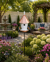 Birdhouse19" BLUEBIRD HOUSE - Amish Handcrafted Round Copper Top Birdhousebirdbird houseSaving Shepherd