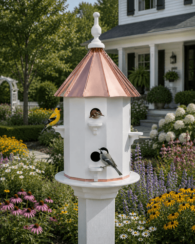 Birdhouse6 ROOM COPPER & VINYL BIRDHOUSE - Large 30" Post Mount Bird Condobirdbird houseSaving Shepherd