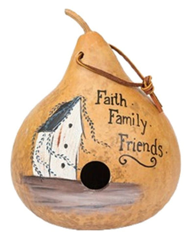 Birdhouse"FAITH FAMILY FRIENDS" GOURD BIRDHOUSE - Amish Hand Painted in 2 ColorsSaving Shepherd