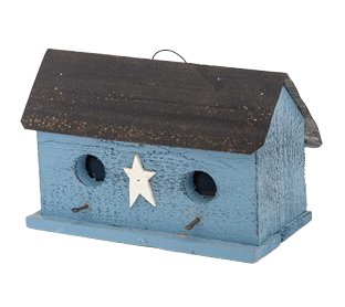 BirdhouseTwo - Hole A - Frame Cottage Birdhouse – Blue with Star AccenthandmadeSaving Shepherd