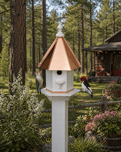 BirdhouseWOODPECKER BIRDHOUSE - Azek Poly Vinyl & Copper Roof Bird Housebirdbird houseSaving Shepherd