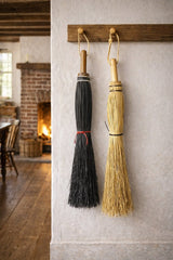 BroomAMISH FIREPLACE BROOM - Black & Natural Corn Straw Hand Brush & HandleAmishbroomSaving Shepherd