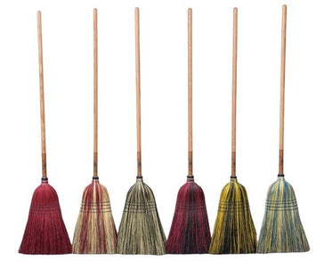 BroomAUTHENTIC AMISH MULTI COLOR BROOM - Heavy Duty Corn Straw & Solid Hardwoodbroomcountry accentSaving Shepherd