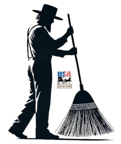 BroomAUTHENTIC AMISH MULTI COLOR BROOM - Heavy Duty Corn Straw & Solid Hardwoodbroomcountry accentSaving Shepherd