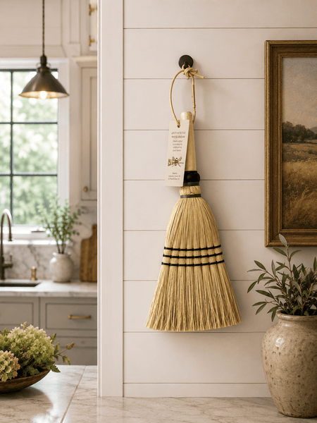 BroomAUTHENTIC DELUXE WHISK BROOM - Amish Corn Straw Hand Brush & HandlebroomSaving Shepherd