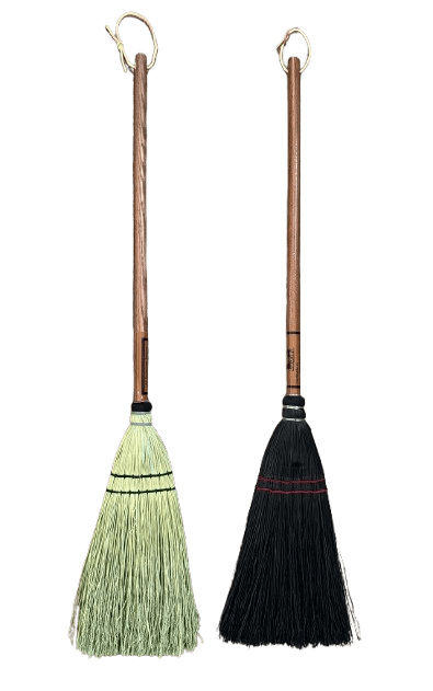BroomFIREPLACE HEARTH BROOM - Black & Natural Amish Long Handle Handle BrushAmishbroomSaving Shepherd
