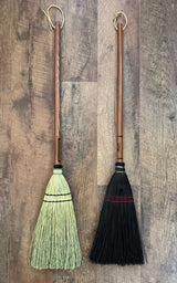 BroomFIREPLACE HEARTH BROOM - Black & Natural Amish Long Handle Handle BrushAmishbroomSaving Shepherd
