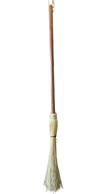 BroomLONG HANDLE FIREPLACE BROOM - Black & Natural Corn Straw Amish Hand BrushAmishbroomSaving Shepherd