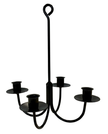 Candle Holders & Accessories4 ARM WROUGHT IRON CANDLE CHANDELIER - Amish Blacksmith Handcrafted Rustic Hanging Taper HolderCandlecandlesSaving Shepherd