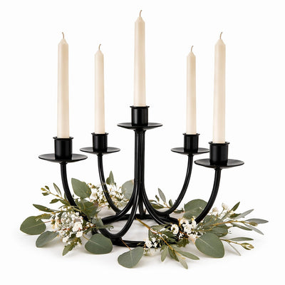 Candle Holders & Accessories5 CANDLE CANDELABRA - Amish Hand Forged Wrought Iron Table CenterpieceCandlecandlesSaving Shepherd