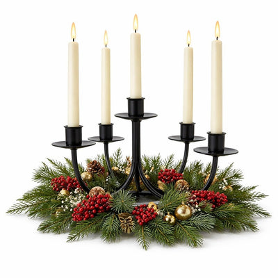 Candle Holders & Accessories5 CANDLE CANDELABRA - Amish Hand Forged Wrought Iron Table CenterpieceCandlecandlesSaving Shepherd