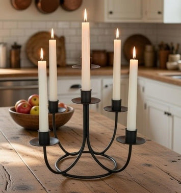 Candle Holders & Accessories5 CANDLE CANDELABRA - Amish Hand Forged Wrought Iron Table CenterpieceCandlecandlesSaving Shepherd