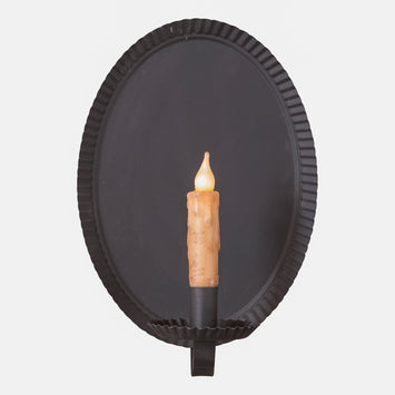 Candle HoldersOval Tinner's Metal Candle Sconce — Smokey BlackCandle DecorCandle HoldersSaving Shepherd