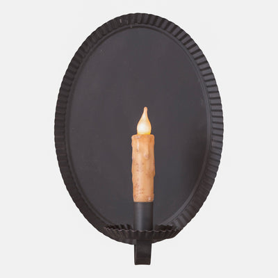 Candle HoldersOval Tinner's Metal Candle Sconce — Smokey BlackCandle DecorCandle HoldersSaving Shepherd