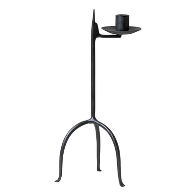 Primitive Single Taper Aged Wrought Iron Candle Holder