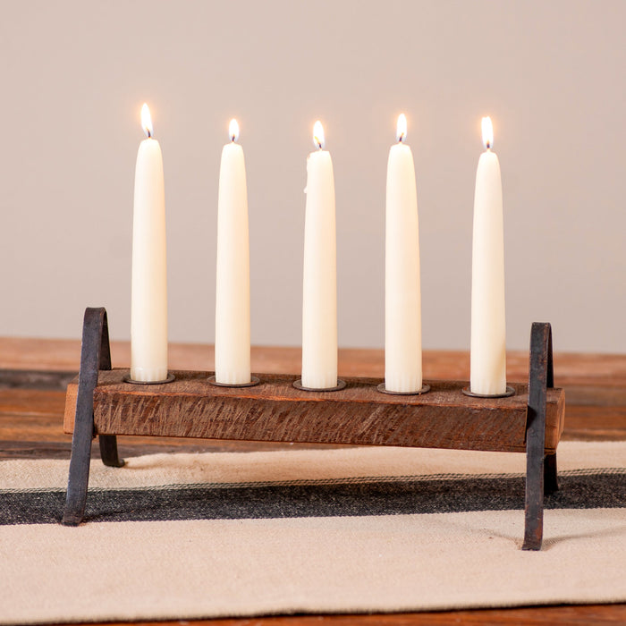 Candle HoldersReclaimed Wood Five-Taper Candle Holder with Iron LegsCategory: Candle HoldersImportedSaving Shepherd